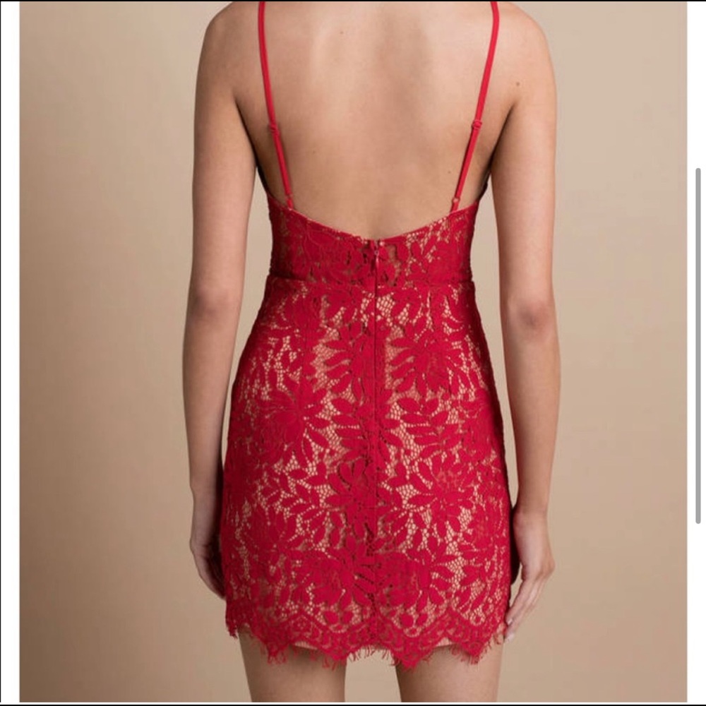 Tobi Lace Red Bodycon Dress, Size XL - Picture 2 of 3